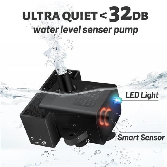 Cat Water Fountain,74oz/2.2L Ultra Quiet Automatic Water Dispenser for Cats Dogs - Picture 4 of 7